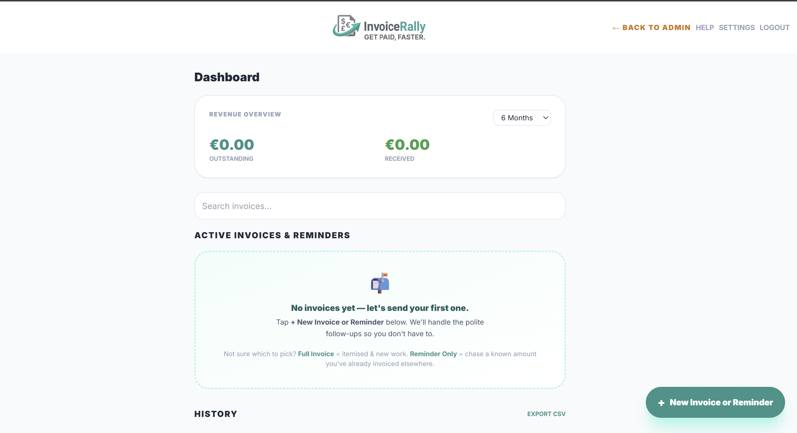 InvoiceRally dashboard